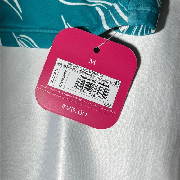 Maternity/Nursing Teal and White Leaf Print Bikini Top - Picture 3 of 8